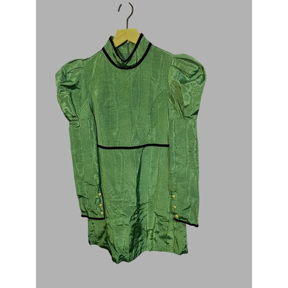 Tuckernuck Batsheva Tate Mini Dress Green Puff Sleeve Size 0 Made In USA - Picture 1 of 7